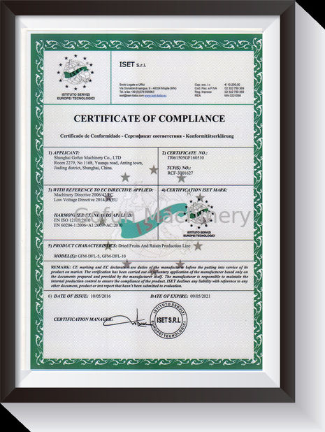 Porcellana Shanghai Gofun Machinery Co., Ltd. Certificazioni